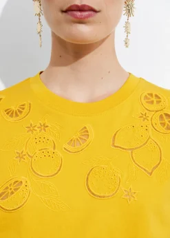 & Other Stories Tops | Lemon Embroidery T-Shirt Yellow