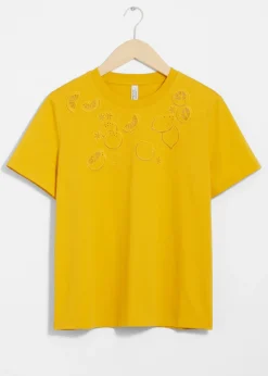 & Other Stories Tops | Lemon Embroidery T-Shirt Yellow