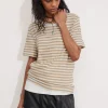 & Other Stories Tops | Linen-Blend T-Shirt Beige/Cream Stripes