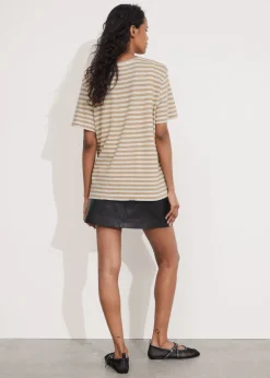 & Other Stories Tops | Linen-Blend T-Shirt Beige/Cream Stripes
