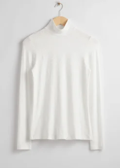 & Other Stories Tops | Mock Neck Jacquard Top
