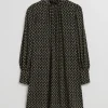 & Other Stories Dresses | Mock Neck Midi Dress Black Print