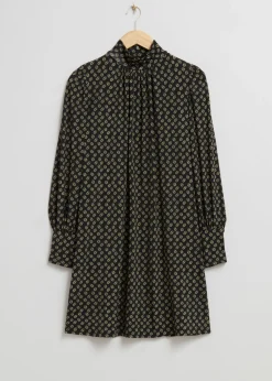 & Other Stories Dresses | Mock Neck Midi Dress Black Print
