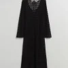 & Other Stories Dresses | Sweaters & Knits | Open Tie-Back Pointelle Knit Dress Black