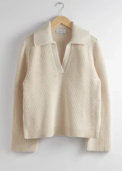 & Other Stories Sweaters & Knits | Oversized Collared Sweater Ivory