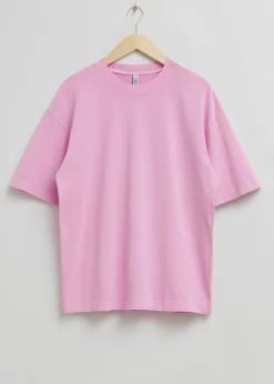 & Other Stories Tops | Oversized Cotton Jersey T-Shirt Pink