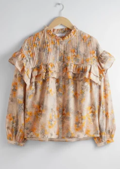 & Other Stories Blouses & Shirts | Oversized Frill Blouse Orange/Green/Pink