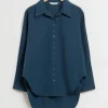 & Other Stories Blouses & Shirts | Oversized Organic Cotton Shirt Dark Blue Organic Cotton