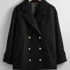& Other Stories Outerwear | Oversized Peacoat Black