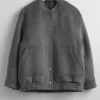 & Other Stories Outerwear | Oversized Wool Jacket Grey Melange