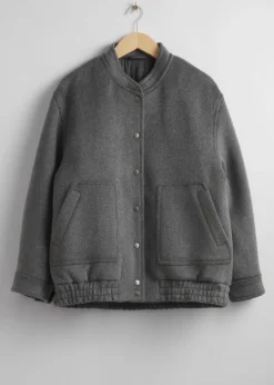 & Other Stories Outerwear | Oversized Wool Jacket Grey Melange