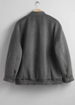 & Other Stories Outerwear | Oversized Wool Jacket Grey Melange