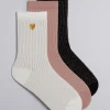 & Other Stories Lingerie | 3-Pack Heart Socks Gift Set White/Pink/Black