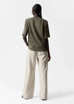 & Other Stories Tops | Padded-Shoulder Cotton T-Shirt