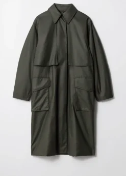 & Other Stories Outerwear | Patch-Pocket Cotton Coat Green
