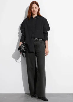& Other Stories Blouses & Shirts | Pleated Denim Shirt Black