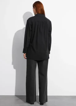 & Other Stories Blouses & Shirts | Pleated Denim Shirt Black