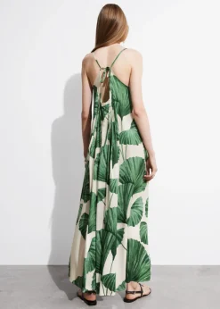 & Other Stories Dresses | Pleated Halterneck Maxi Dress Green Florals