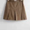 & Other Stories Skirts | Pleated Herringbone Mini Skirt Brown Herringbone