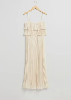 & Other Stories Dresses | Pleated Strappy Maxi Dress Cream