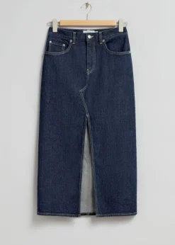 & Other Stories Skirts | 5-Pocket Denim Midi Skirt Dark Blue