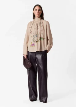 & Other Stories Blouses & Shirts | Printed Bow-Detailed Blouse Beige