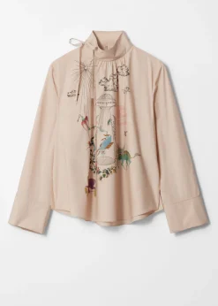 & Other Stories Blouses & Shirts | Printed Bow-Detailed Blouse Beige