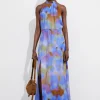 & Other Stories Dresses | Printed Halterneck Maxi Dress Blue Print