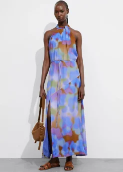 & Other Stories Dresses | Printed Halterneck Maxi Dress Blue Print