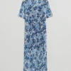 & Other Stories Dresses | Printed Laser Cut Midi Dress Light Blue Floral Print