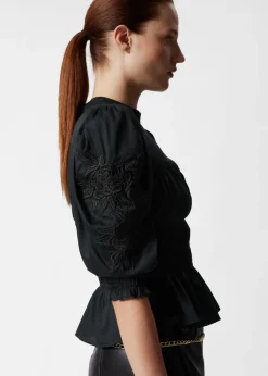 & Other Stories Blouses & Shirts | Puff Sleeve Peplum Blouse Black