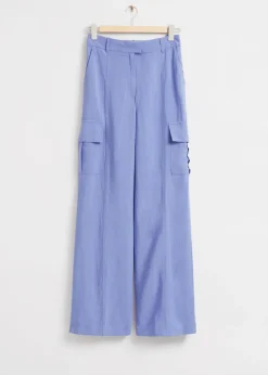 & Other Stories Pants | Relaxed Cargo Pocket Trousers Light Blue