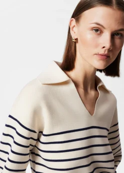 & Other Stories Sweaters & Knits | Relaxed Collared Sweater White Stripes