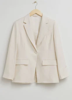& Other Stories Outerwear | Relaxed Cut-Away Tailored Blazer White
