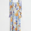 & Other Stories Dresses | Relaxed Double-Puff Sleeve Dress Multi Floral Print