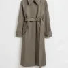 & Other Stories Outerwear | Relaxed Mid-Length Trench Coat Khaki Green