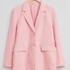 & Other Stories Outerwear | Relaxed SIngle-Breasted Linen Blazer Light Pink