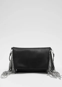 & Other Stories Shoulder Bags | Rhinestone Fringed Leather Clutch Black