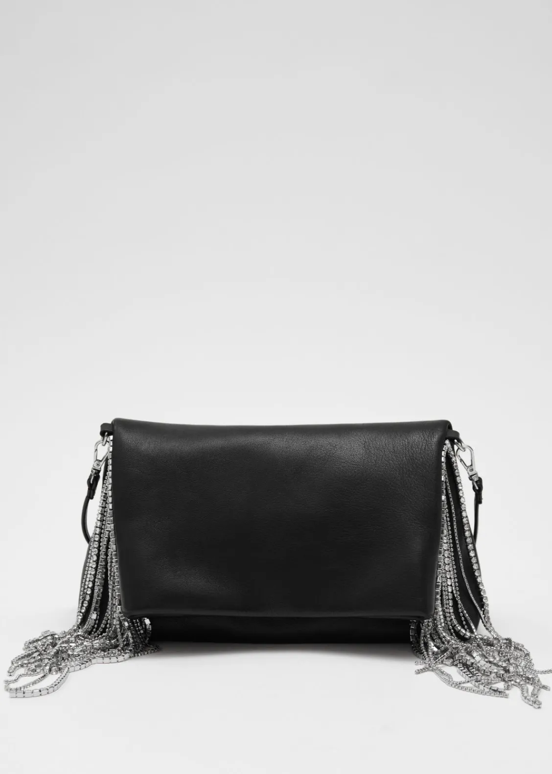 & Other Stories Shoulder Bags | Rhinestone Fringed Leather Clutch Black