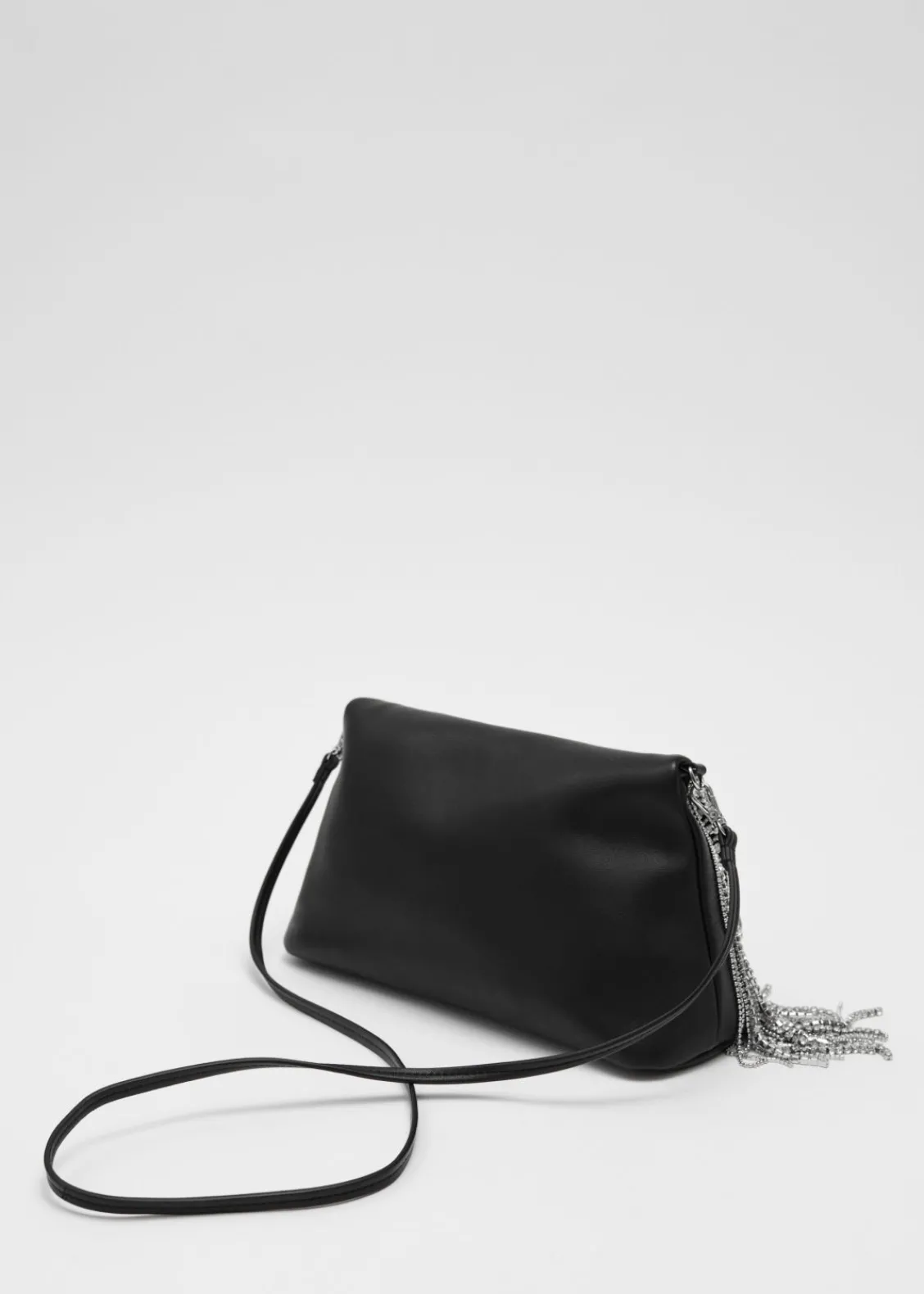 & Other Stories Shoulder Bags | Rhinestone Fringed Leather Clutch Black