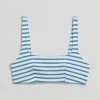 & Other Stories Swimwear | Ribbed Bandeau Bikini Top Dusty blue/Egret