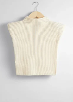 & Other Stories Scarves | Rib-Knit Wool Bib Light Beige
