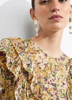 & Other Stories Dresses | Ruffle-Trimmed Midi Dress Yellow Print