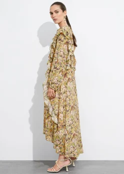 & Other Stories Dresses | Ruffle-Trimmed Midi Dress Yellow Print