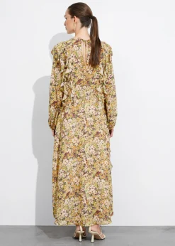 & Other Stories Dresses | Ruffle-Trimmed Midi Dress Yellow Print