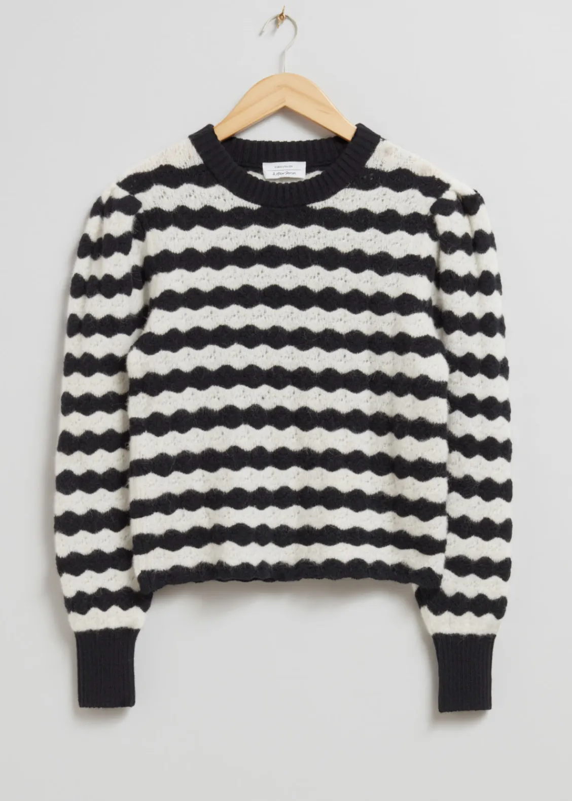 & Other Stories Sweaters & Knits | Scalloped Crochet Merino Sweater Black/White