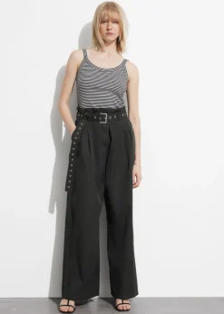& Other Stories Tops | Scoop-Neck Tank Top Black/White Stripes