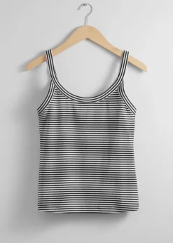 & Other Stories Tops | Scoop-Neck Tank Top Black/White Stripes