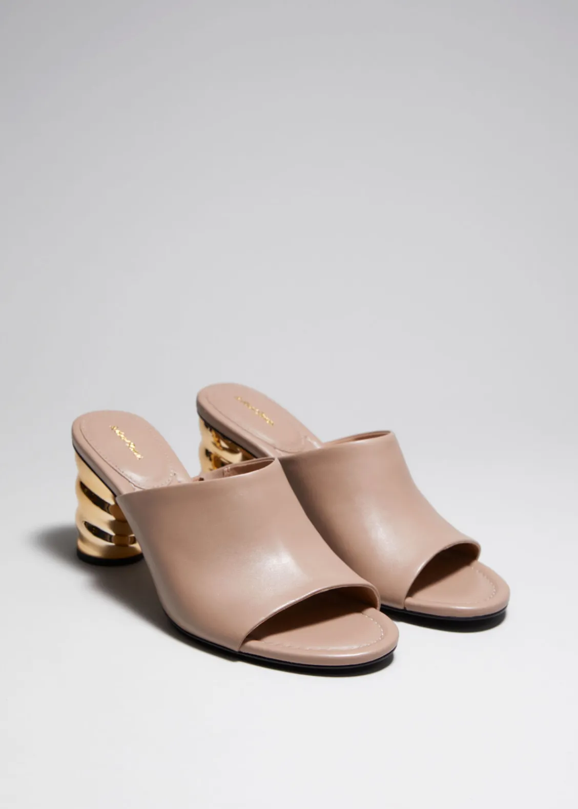 & Other Stories Heels | Sandals | Sculptural Heel Leather Mules Beige