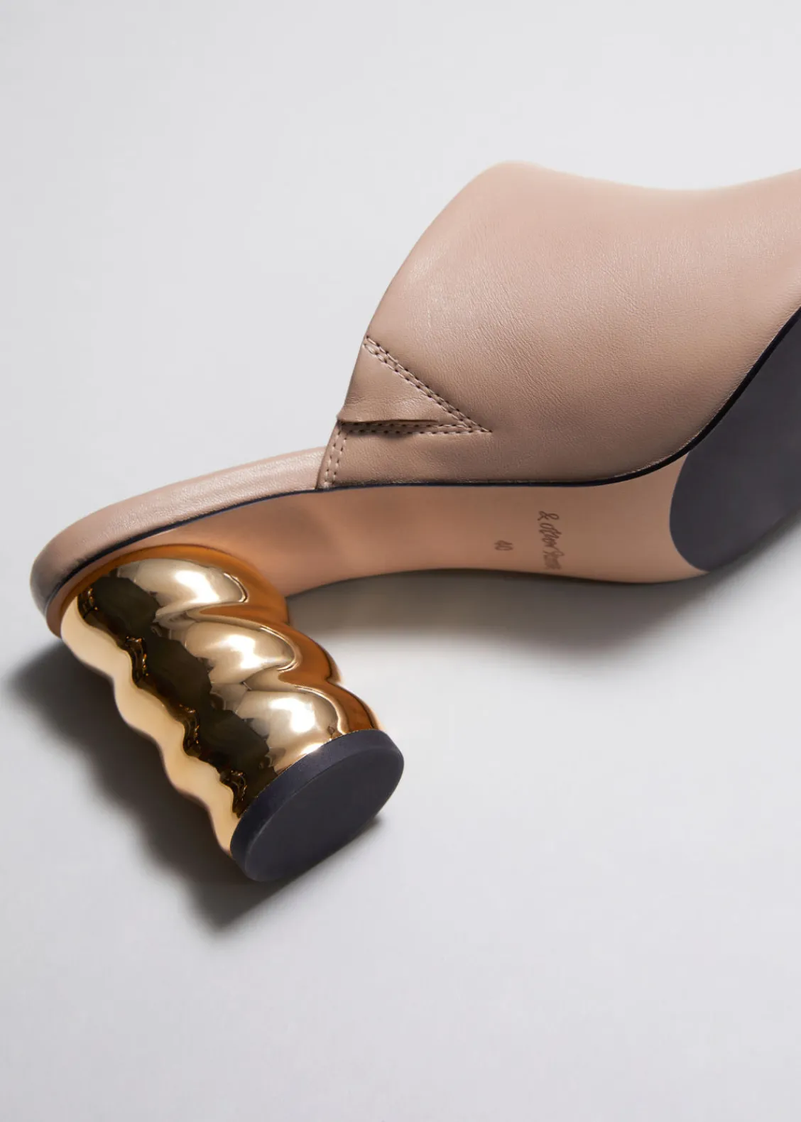& Other Stories Heels | Sandals | Sculptural Heel Leather Mules Beige